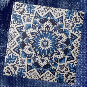 Carreau bleu et blanc méditerranéen marocain