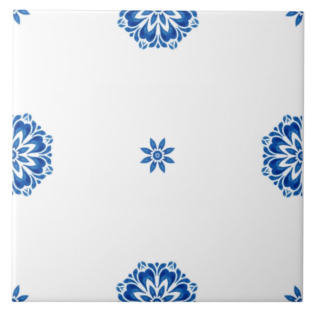 Carreau Bleu et blanc minimaliste méditerranéen (Devant)