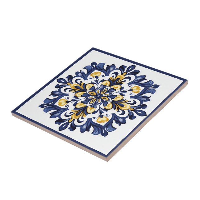 Carreau 💛 💙 bleu et jaune, Azulejos (Côté)