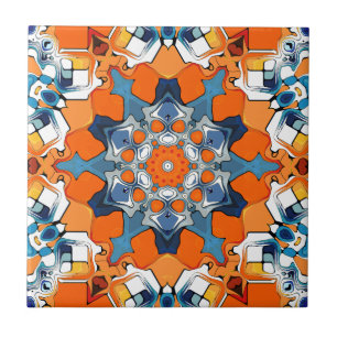 Carreau Bleu Et Orange Abstrait