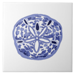 Carreau Bleu et sable blanc dollar céramique