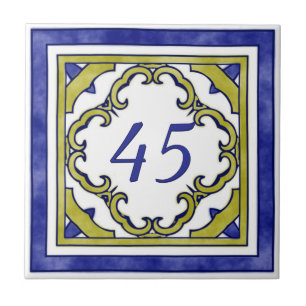 Carreau Bleu et vert de moutarde grand numéro de maison
