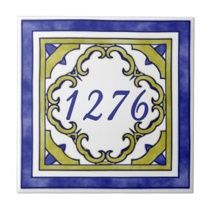 Carreau Bleu et vert de moutarde petit numéro de maison