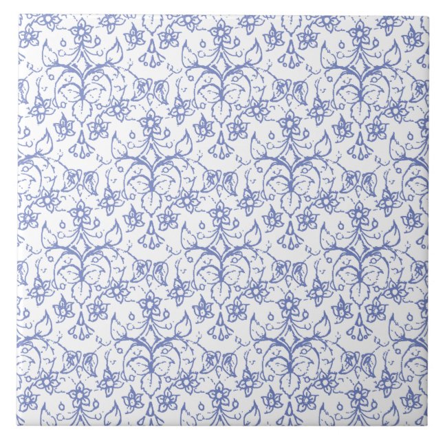 Carreau Bleu fait sur commande de bigorneau sur floral (Devant)