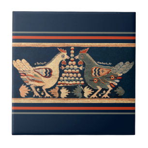 Carreau Bleu foncé de poulet au coq vintage