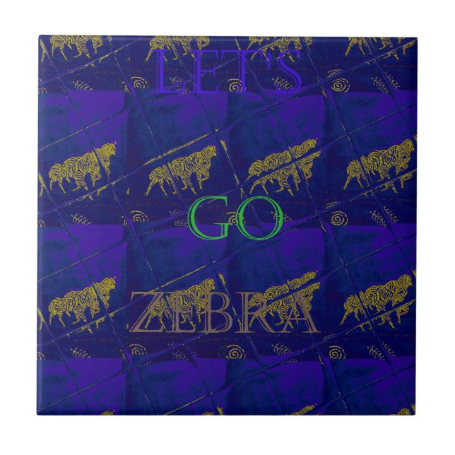 Carreau Bleu français "Let's Go Zebra" Abstrait (Devant)