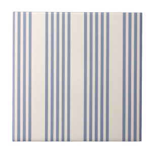 Carreau Bleu gris et beige cinq rayures motif