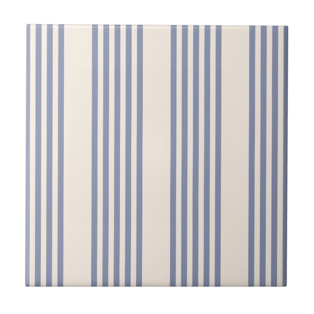 Carreau Bleu gris et beige cinq rayures motif (Devant)