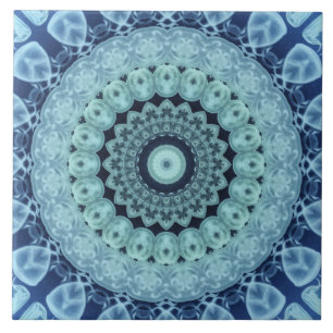 Carreau Bleu méduse Mandala Symétrie inspirée de l'océan