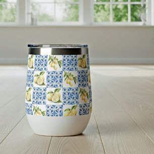 Carreau bleu motif de citron de style français