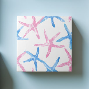 Carreau Bleu Pink Starfish Moderne Motif balnéaire