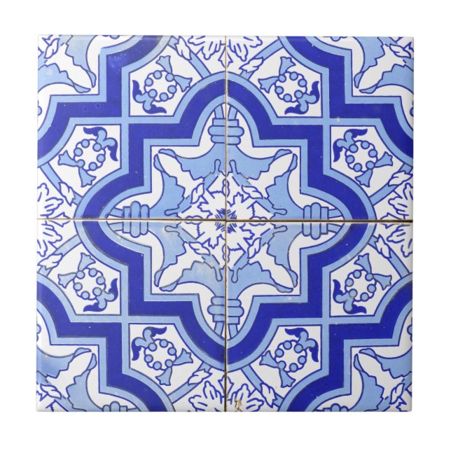 Carreau Bleu portugais et blanc de tuile (Devant)