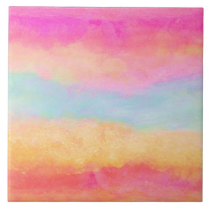 Carreau Bleu rose Jaune arc-en-ciel Abstraites bandes
