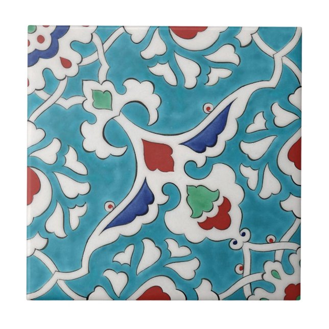 Carreau Bleu Rouge Vert Blanc Portugais Azulejo Motif (Devant)