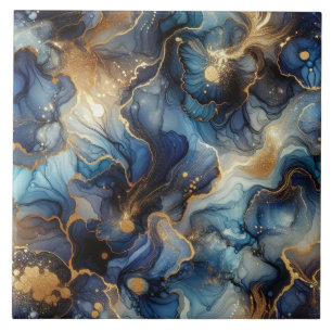 Carreau Bleu Royal et Or Encre Alcoolique
