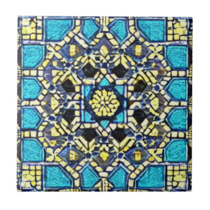 Carreau bleu turquoise aqua jaune marine marocaine mosaïqu
