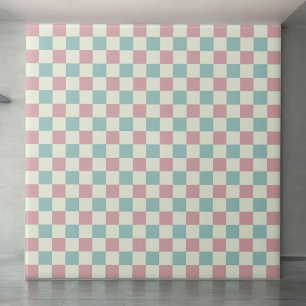 Carreau Bleu turquoise & Rose Dusty À damiers Motif Rétro
