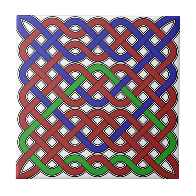 Carreau Bleu, vert et rouge céleste noeuds (Devant)