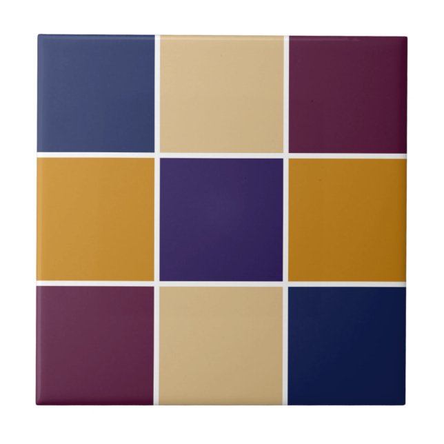 Carreau Bleus violet vif et dorés sur grille noire (Devant)