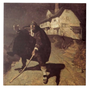 Carreau « Blind Pew », illustration de pirate par NC Wyeth