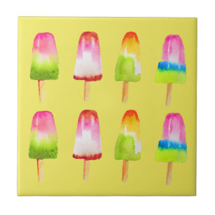 Carreau Bloc de glace Popsicle Eté aquarelle mignonne