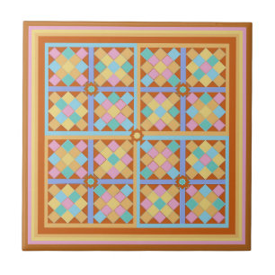 Carreau Blocs de tuiles marocaines motif sur terre cuite d