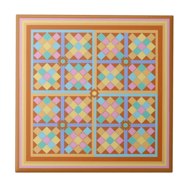 Carreau Blocs de tuiles marocaines motif sur terre cuite d (Devant)