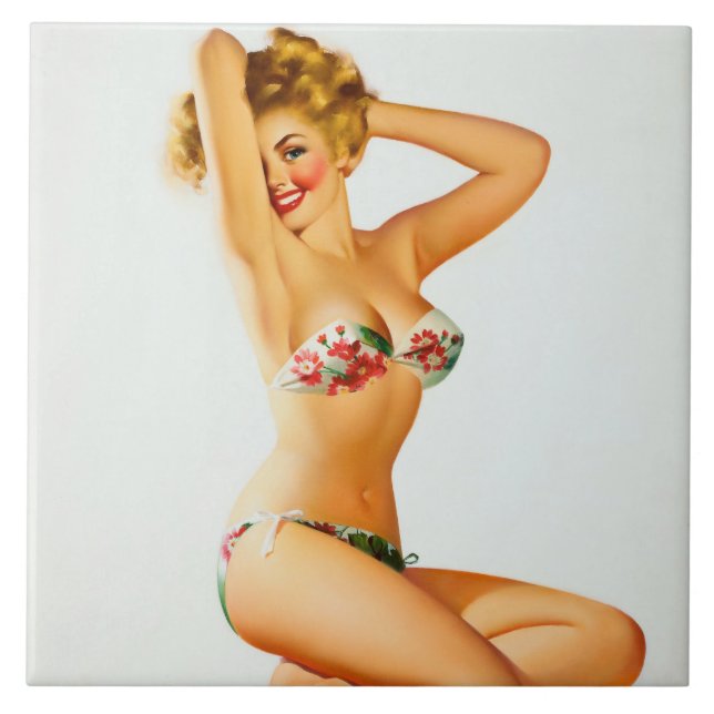 Carreau Blonde en bikini pin up (Devant)