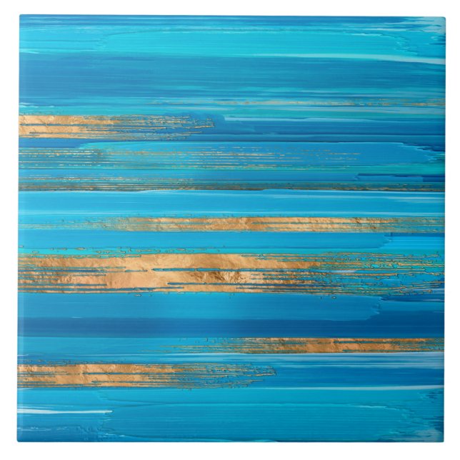 Carreau Blue and Gold lines Abstract N2 (Devant)