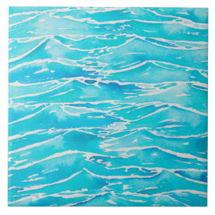 Carreau Blue Aqua Ocean Sea Waves Aquarelle Imprimer
