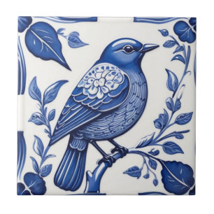 Carreau Blue Bird Delft Bleu & Blanc Asiatique Floral Blue