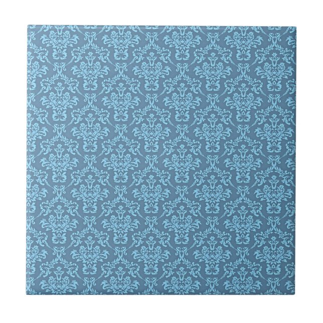Carreau Blue Damask Pattern (Devant)