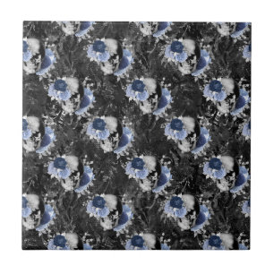 Carreau Blue Floral Skull Series Design 1