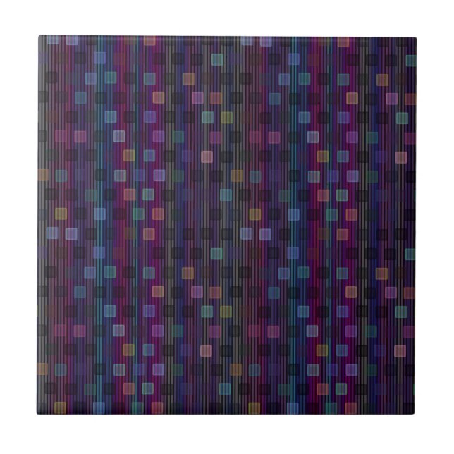 Carreau Blue, green, purple, pink squares with stripes (Devant)