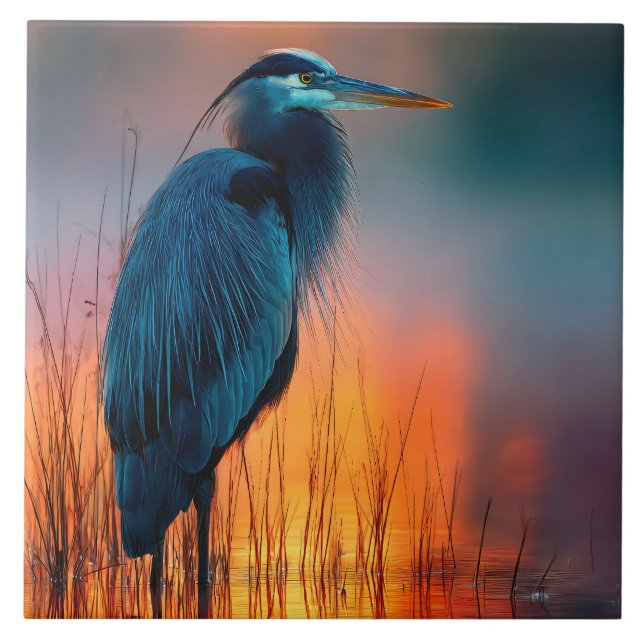 Carreau Blue Heron at Sunrise (Devant)