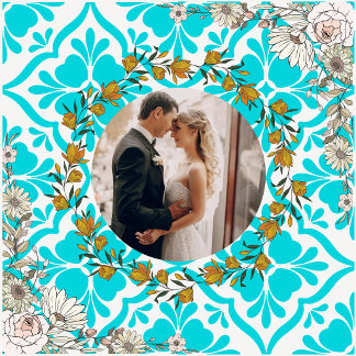 Carreau Blue Mediterranean Tile Pattern Wedding Photo Cera