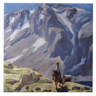 Carreau "Blue Mountain Rider" par Edgar Payne