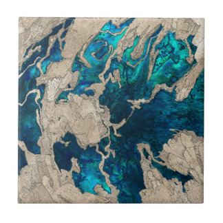 Carreau Blue Sapphire and Cement Mixed media abstract