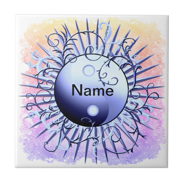 Carreau Blue Swirl Yin Yang  (Devant)