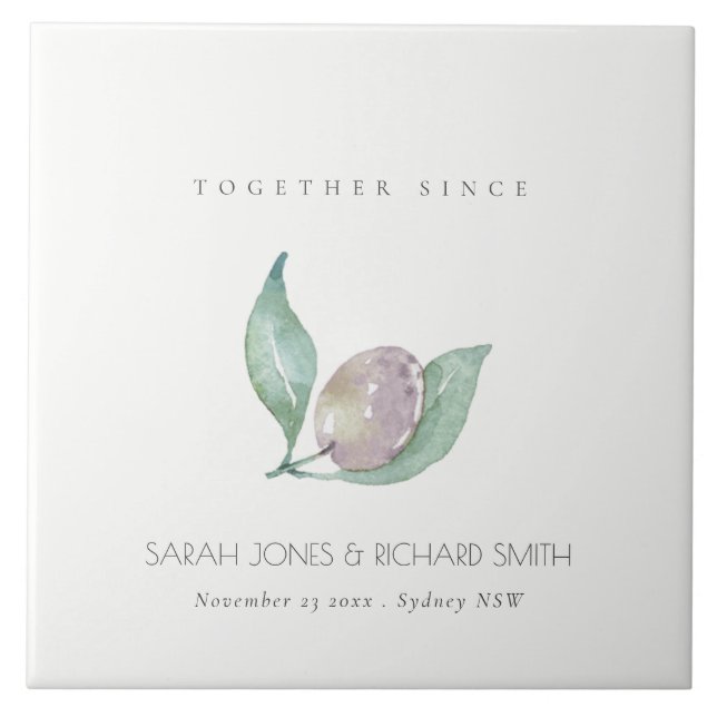 CARREAU BLUE WATERCOLOUR OLIVE SAVE THE DATE WEDDING VENIN (Devant)