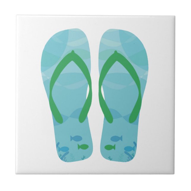 Carreau Blue White Summer Beach Flip Flops Carrelage en cé (Devant)