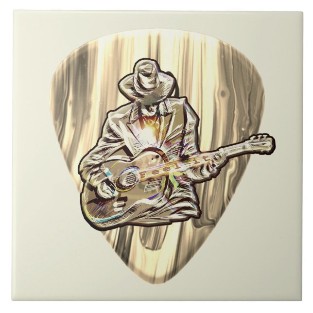 Carreau Blues Musicien derrière Pick - Sentez la musique (Devant)