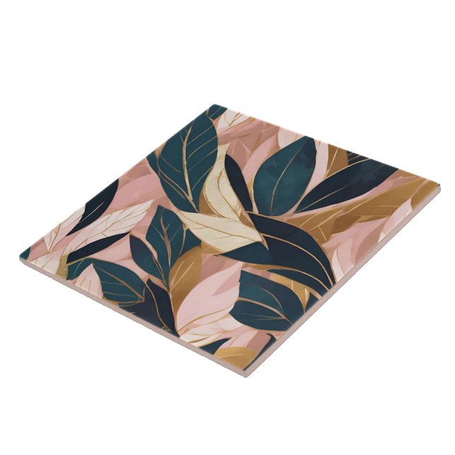 Carreau Blush Pink Gold Boho Collection Feuille tendance (Côté)