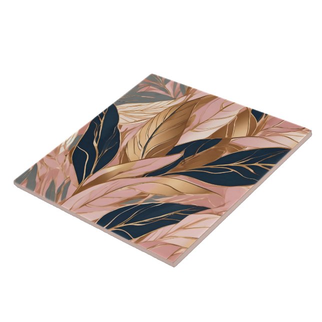 Carreau Blush Pink Gold Modern Boho Collection Feuilles (Côté)