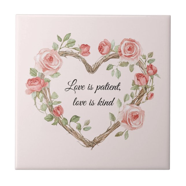 Carreau Blush Romantic Rose Floral Coeur Amour (Devant)