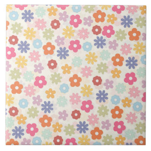 Carreau Boho 70's Retro Daisy Flowers