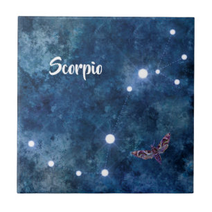 Carreau Boho bleu Zodiac Scorpio Constellation