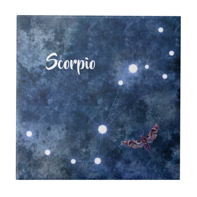 Carreau Boho bleu Zodiac Scorpio Constellation (Devant)