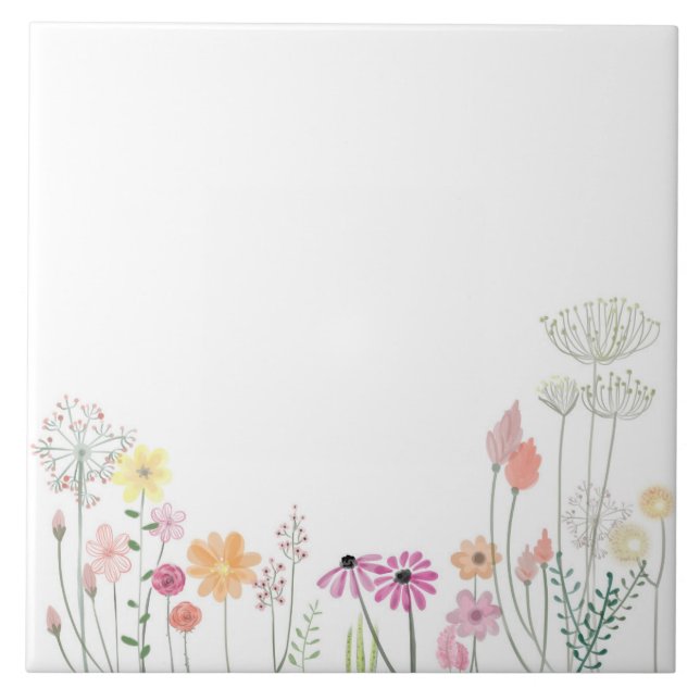 Carreau Boho Botanique Fleur sauvage céramique Carrelage (Devant)
