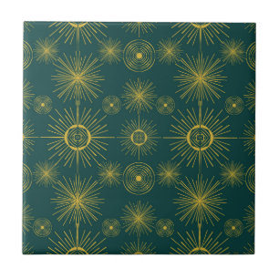 Carreau Boho Celestial Sun Stars Motif Turquoise